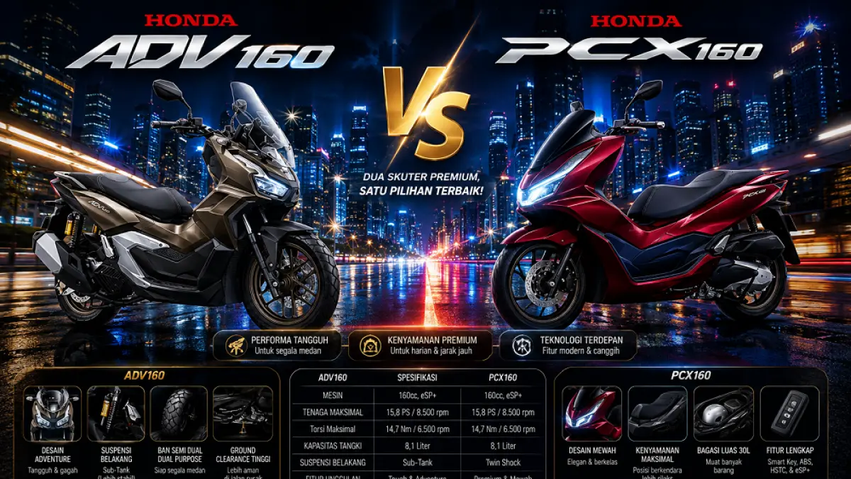 KOMPARASI: Honda ADV 160 Vs Honda PCX 160. (AHM/AI/ABD ROCHIM)
