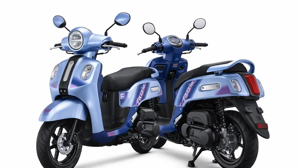 Yamaha Fazzio Hybrid Starry Night Special Edition hadir dengan desain retro-modern dan efek grafis iridescent. (Montase: Dony)