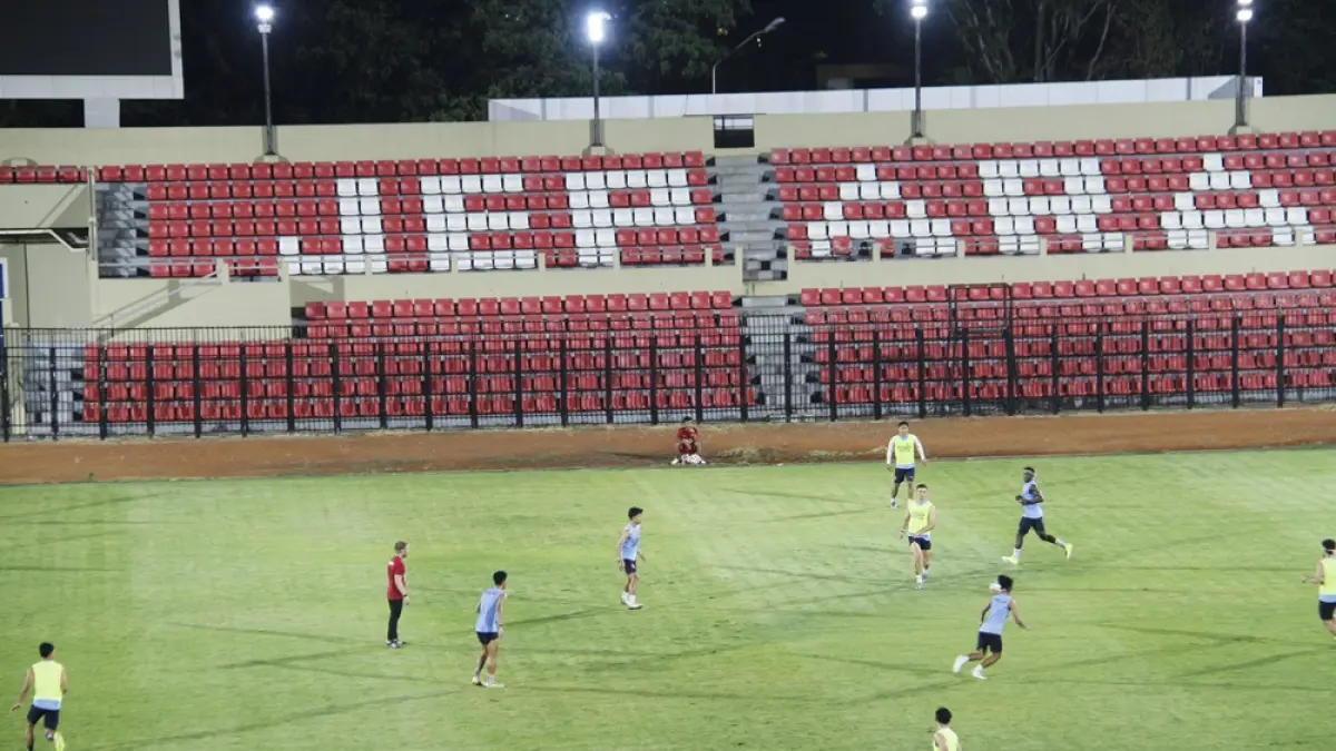 Persijap Jepara melaksanakan sesi latihan. (FIKRI T/RADAR PATI)