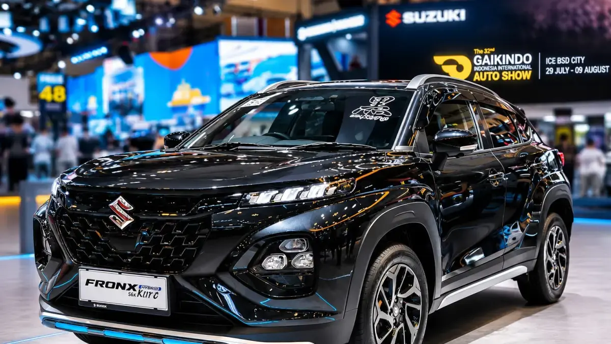 Suzuki Fronx Kuro tampil mencuri perhatian di GIIAS 2026 dengan balutan serba hitam yang sporty dan maskulin. (Dinarsa Kurniawan/JawaPos.com)