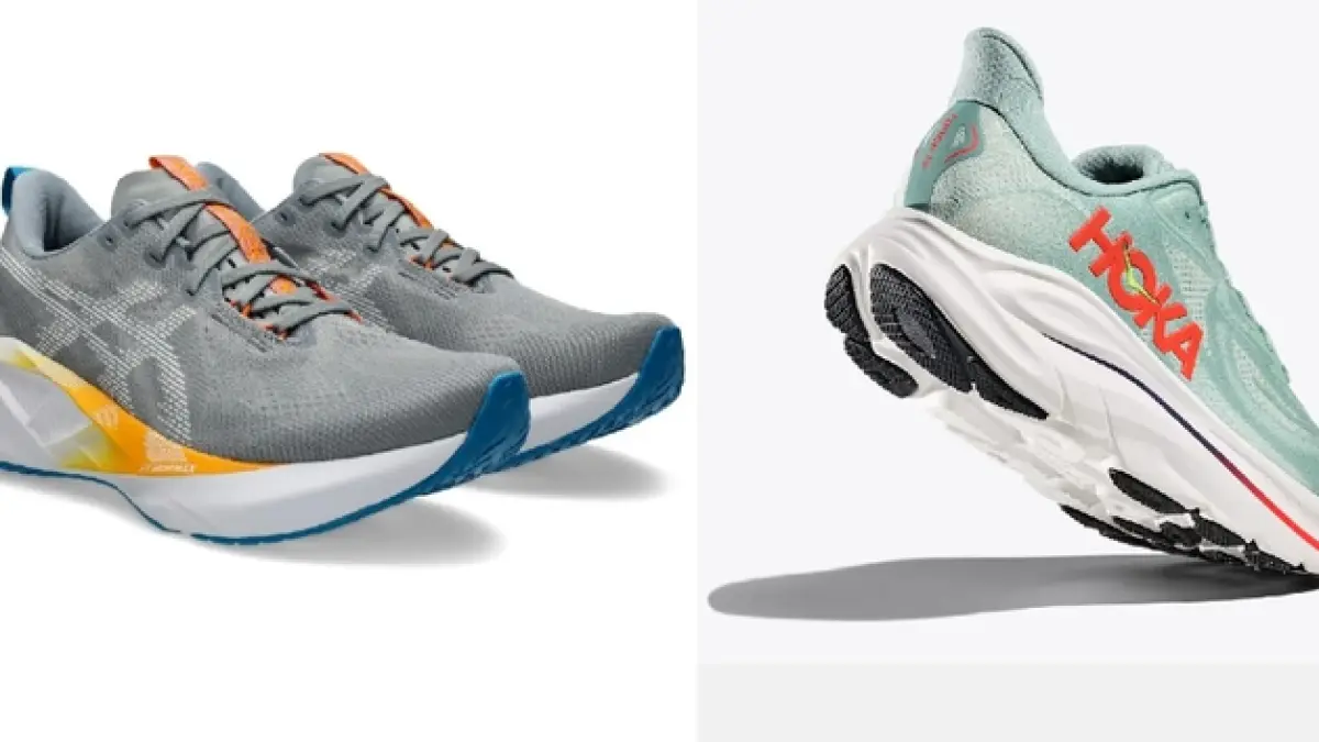ASICS Novablast 5 dan HOKA Clifton 10. 