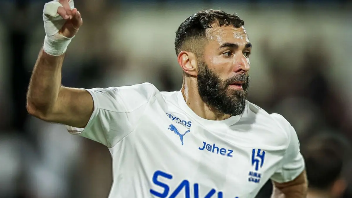Karim Benzema saat masih bermain untuk Al Hilal. ((@brfootball/X)