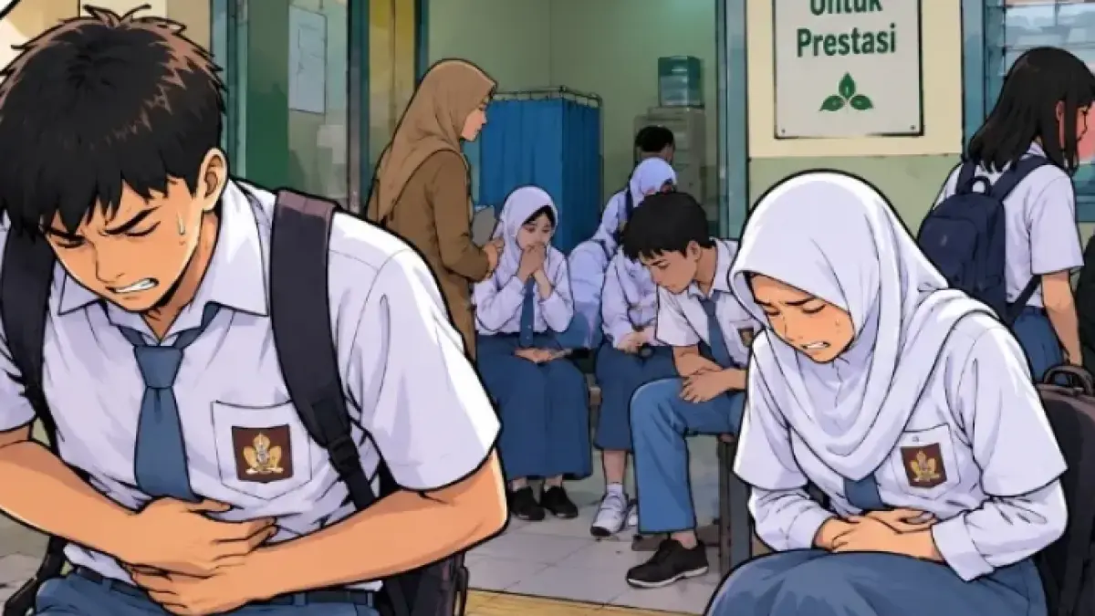 Ilustasi sakit perut karena keracunan MBG di SMANSA 1 Rembang.