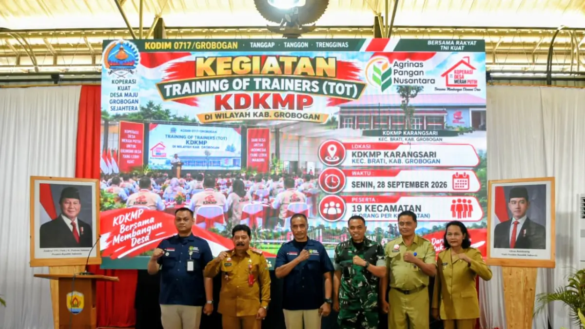 TOT: PT Agrinas Pangan Nusantara, Kodim 0717/Grobogan, Dinkop UKM dan Dispermades Grobogan selepas training.