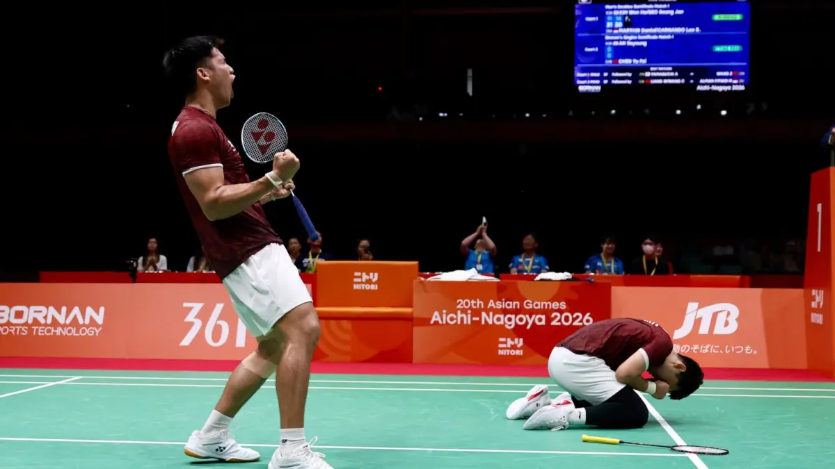 Ganda putra Indonesia Leo Rolly Carnando/Daniel Martin meraih medali emas Asian Games 2026. (PBSI)