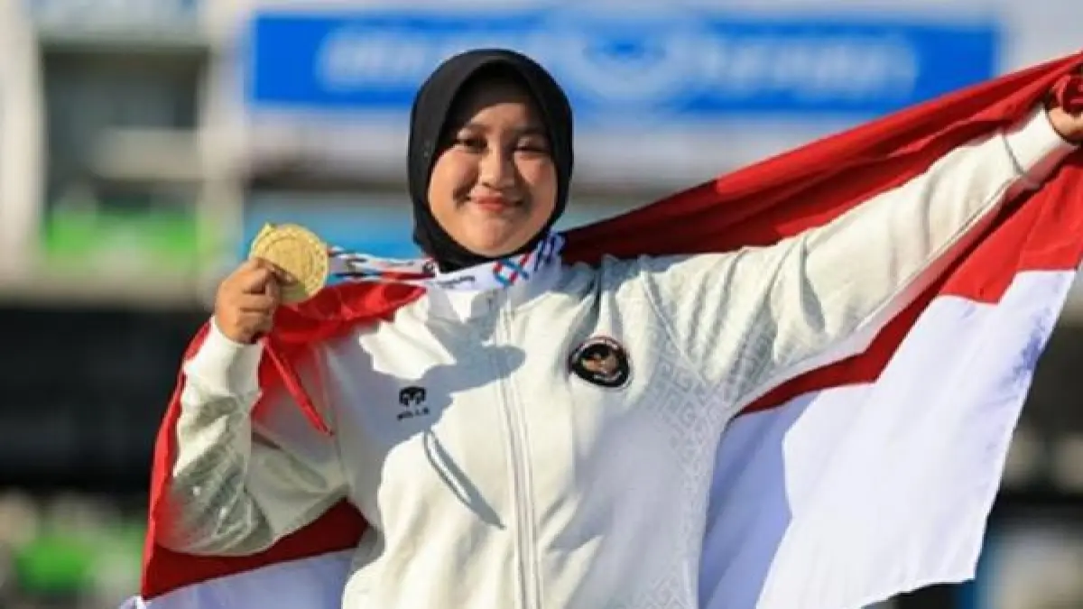 Nurisa Dian Ashrifah menyumbangkan emas kelima dari cabang olahraga panahan pada Kamis (1/10/2026) pagi. (Kemenpora RI)