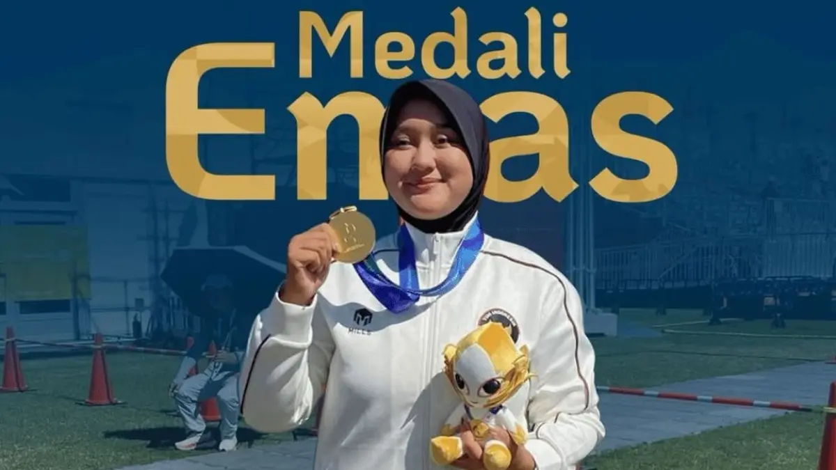 Nurisa Dian Ashrifah meraih medali emas panahan Asian Games 2026. (Kemenpora)