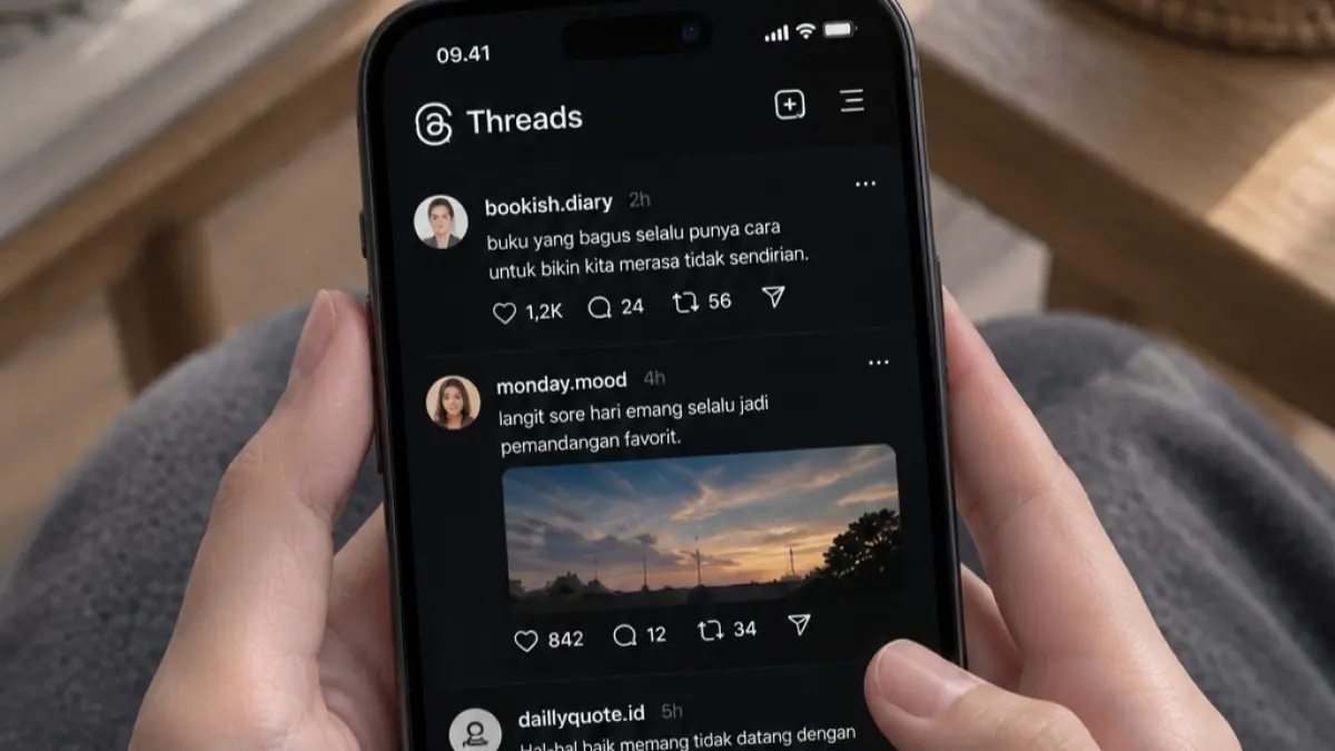 Pengguna Threads memanfaatkan media sosial sebagai ruang berbagi dan berdiskusi tentang buku. Pecinta buku dari berbagai kalangan dapat bertemu, berbagi rekomendasi, serta membahas bacaan melalui unggahan dan interaksi di Threads.