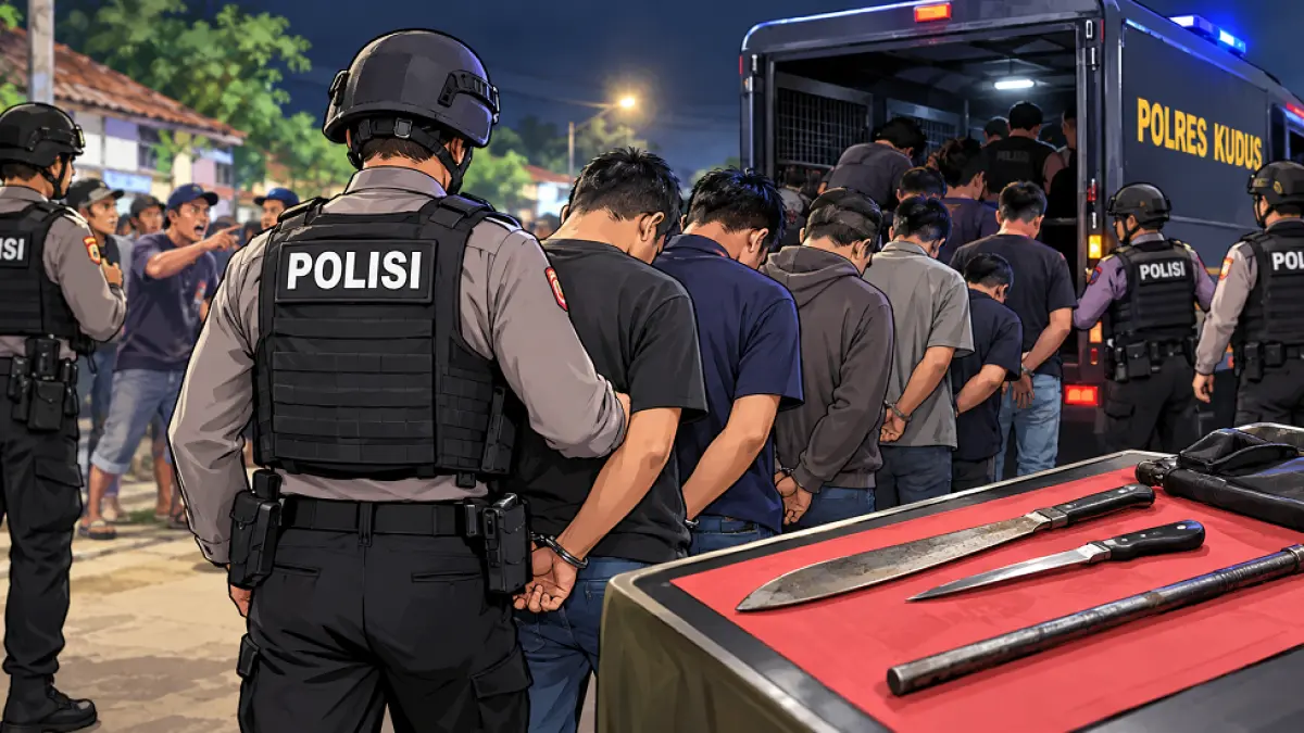 Ilustrasi bentrok warga Kudus vs Debt Collector. (AI/ABD. ROCHIM)