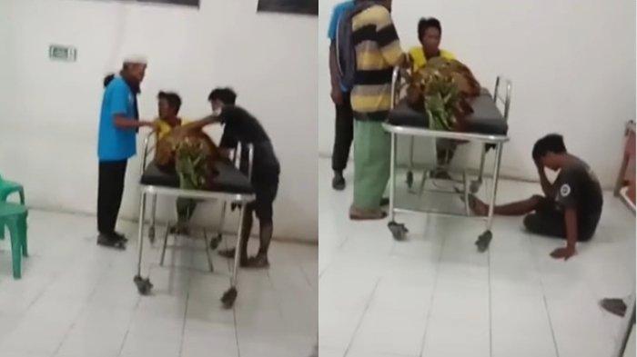Tangkapan layar suasana haru di ruang jenazah di RSUD MA Sentot Patrol Indramayu, Jawa Barat lantaran seorang ibu beserta bayinya meninggal dunia usai diduga menjadi korban malapraktik. (Tribunnews)