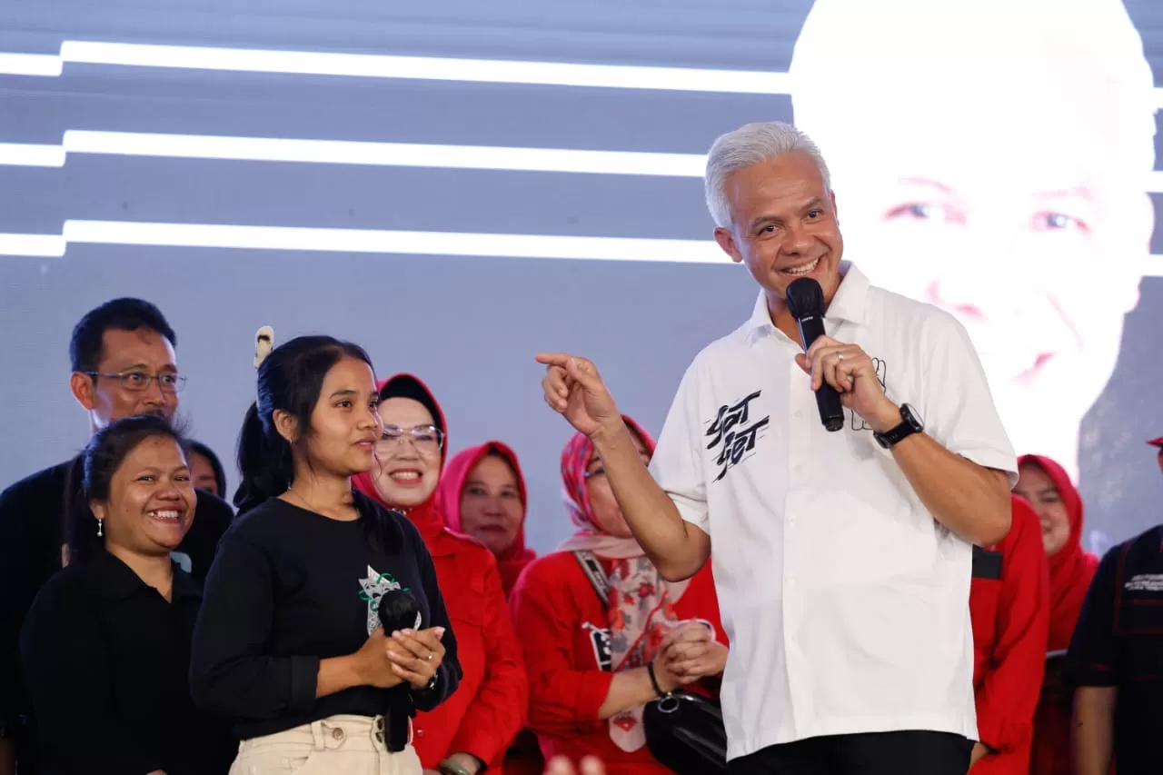 Calon presiden (capres) nomor urut 3, Ganjar Pranowo memamerkan program