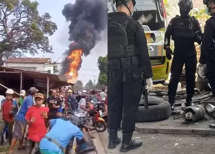 Ledakan Mortir di Desa Kamal, Pihak Berwajib Mengamankan Puing Diduga Mortir (Foto : Radar Bangkalan)
