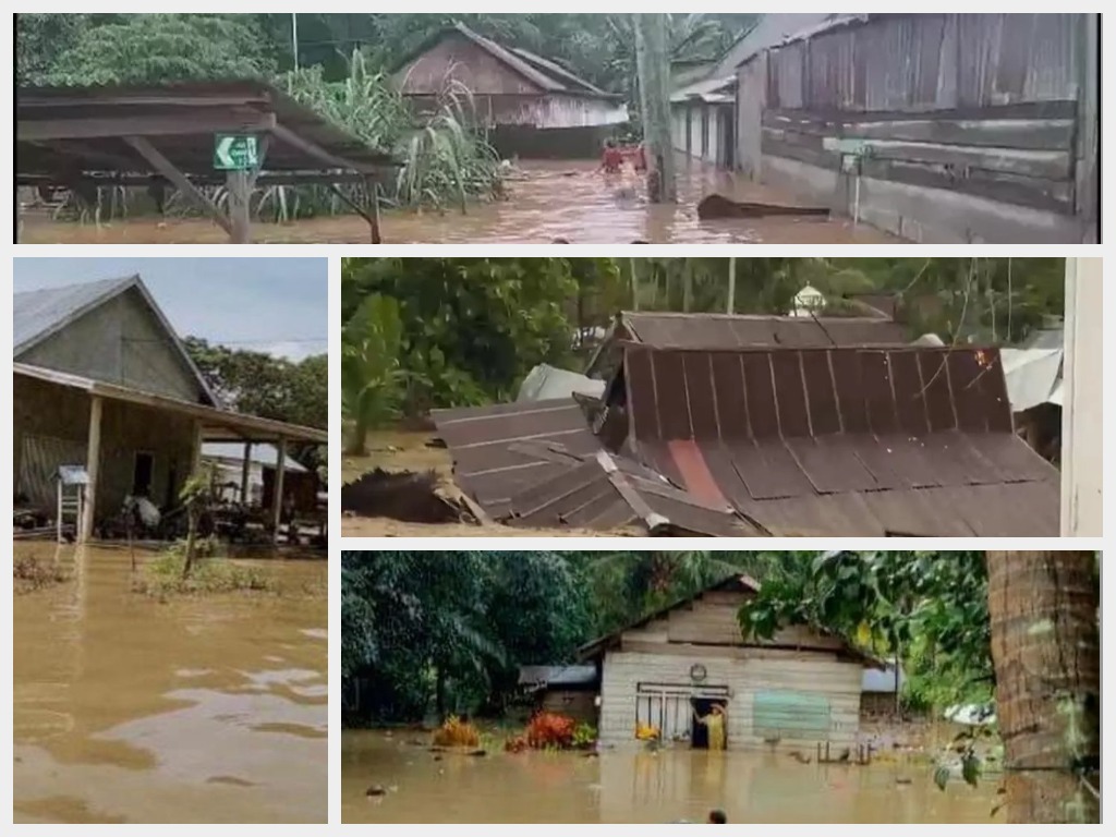 Banjir di Kolaka mengakibatkan 2 Rumah Hanyut, Puluhan Rumah Terendam. (Kolase RadarBangkalan.id)
