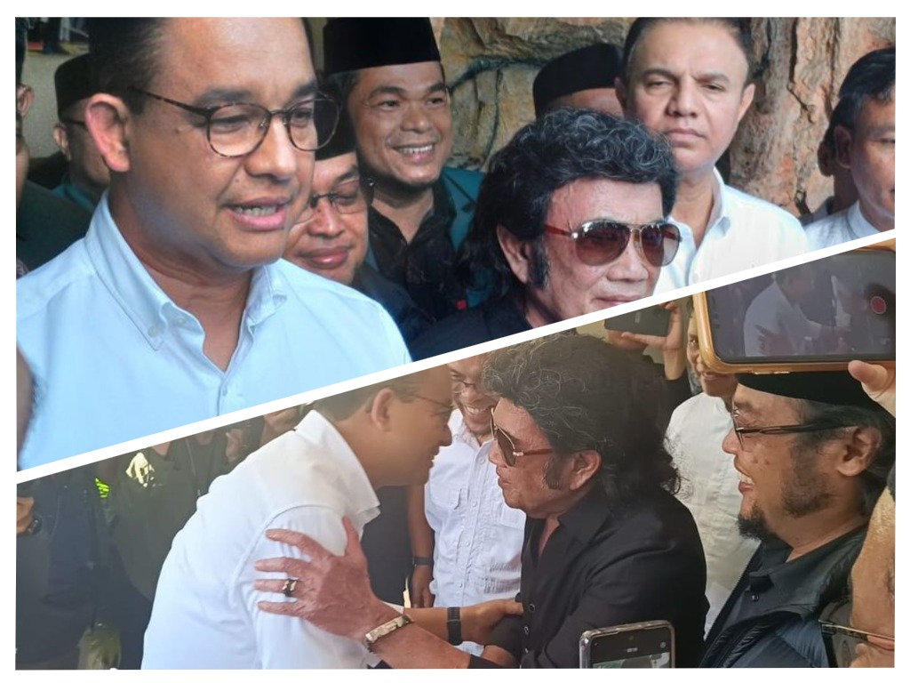 Anies Baswedan Silaturrahmi ke kediaman Raja Dangdut Rhoma Irama untuk Kemenangan dalam Pilpres 2024. (Kolase RadarBangkalan.id)