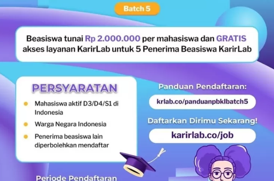 Info beasiswa karirlab. (Foto: klikpendidikan.id)