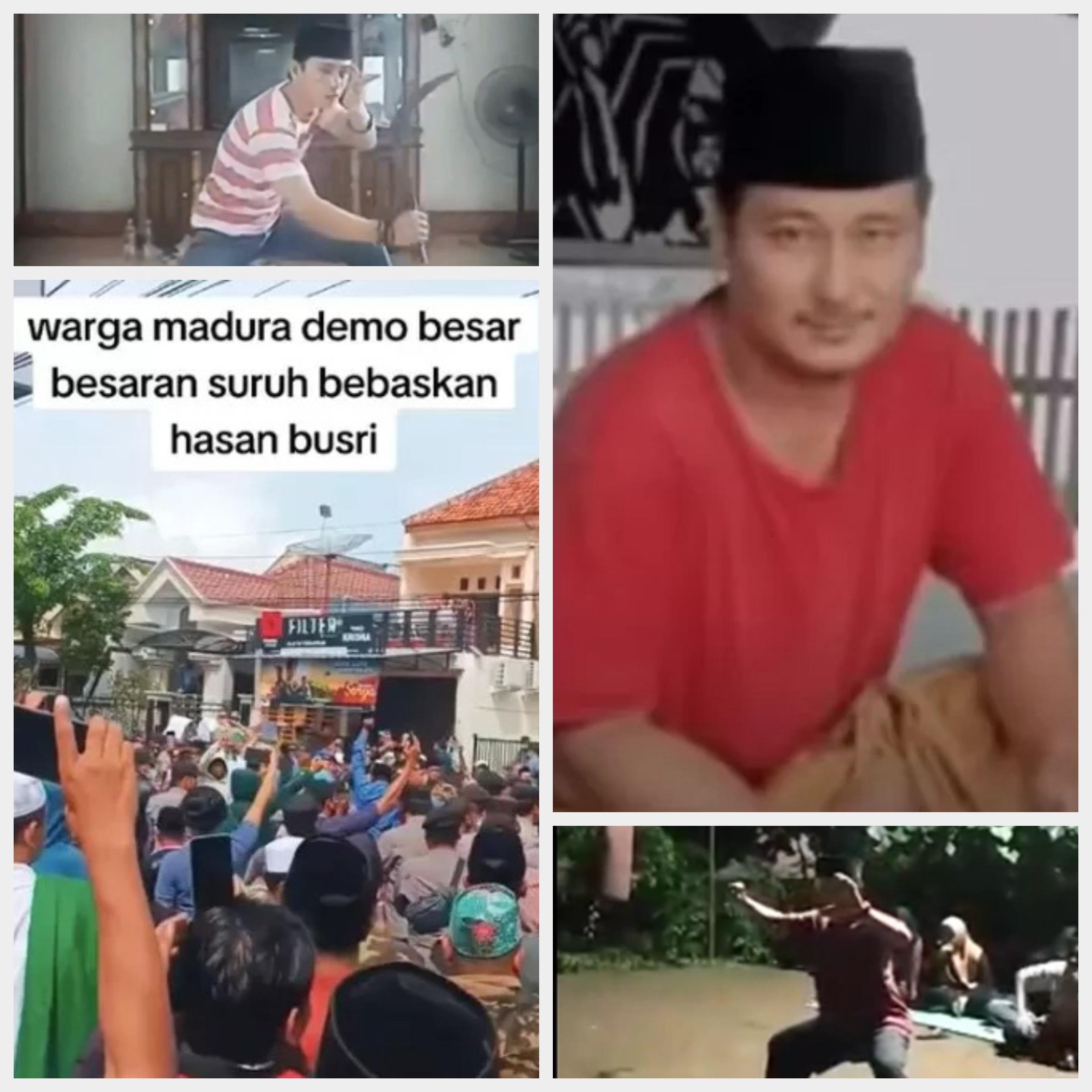 Viral! Video Warga Madura Demo Tuntut Pembebasan Hasan Tanjung dan Wardi, Pelaku Carok Bangkalan. (Kolase RadarBangkalan.id/tangkapan layar TikTok @haidir_221)