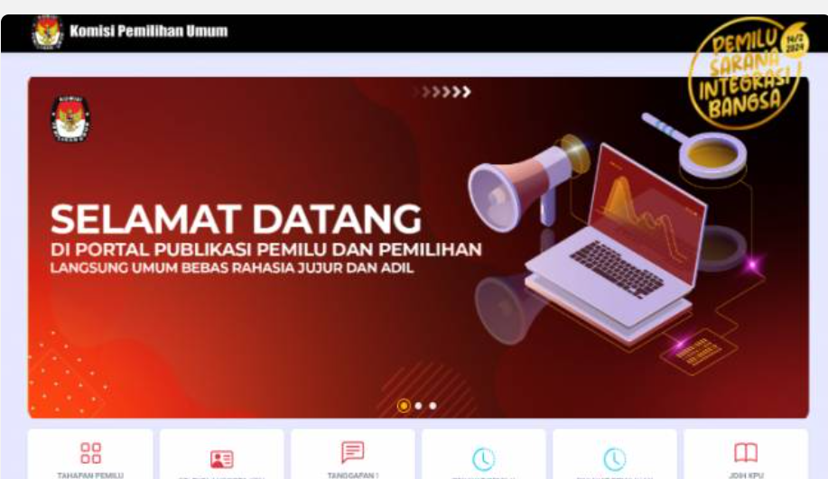 angkapan layar depan infopemilu.kpu.go.id. (Sumber KPU.go.id)