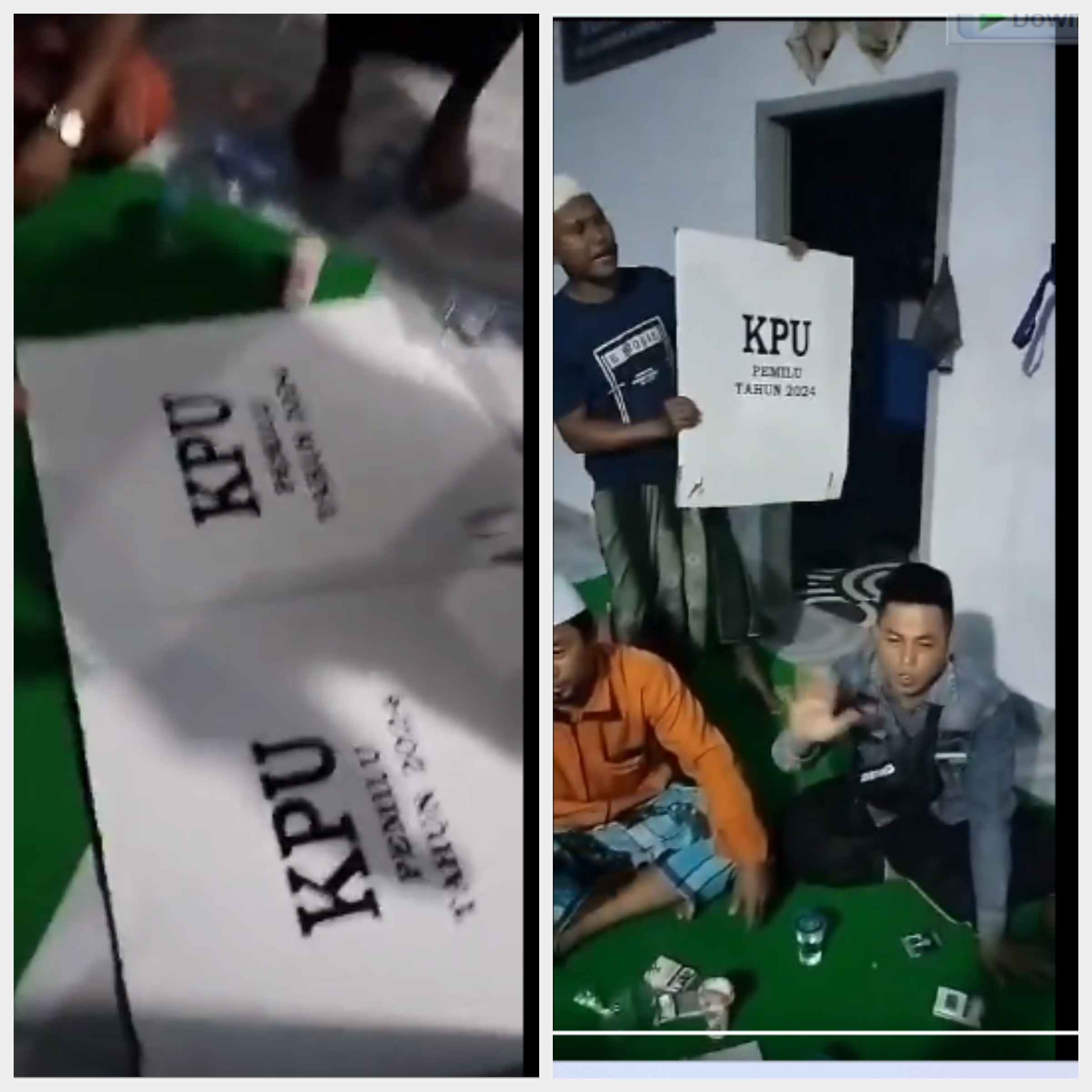 Beredar Video Diduga Surat Suara Sudah di Coblos Gunung Kesan Karangpenang Sampang Madura, Fakta atau Hoax?. (Kolase : Radar Bangkalan.id / Akun X @RanbawB16304)