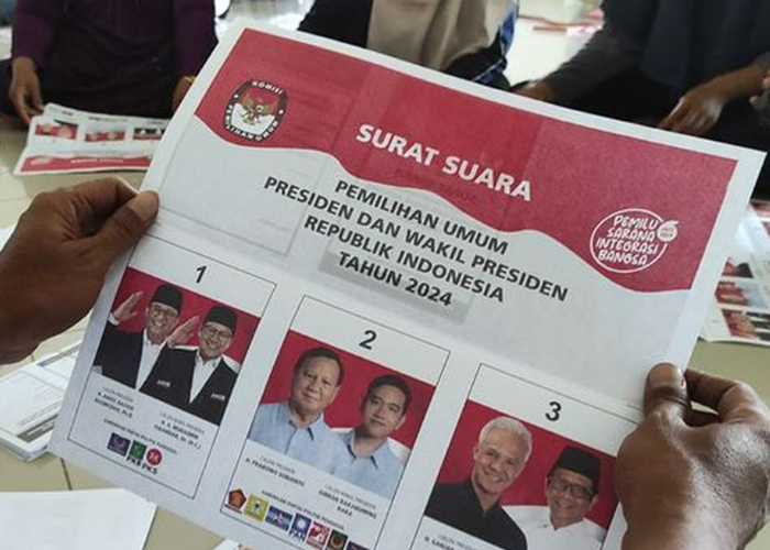 Ilustrasi surat suara Pilpres 2024.