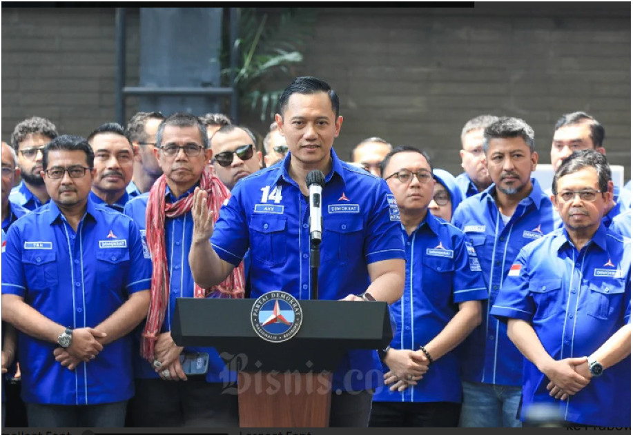 Ketua Umum Partai Demokrat Agus Harketuimurti Yudhoyono (AHY) memberikan keterangan pers di kantor DPP Partai Demokrat, Jakarta. (Foto: bisnis)