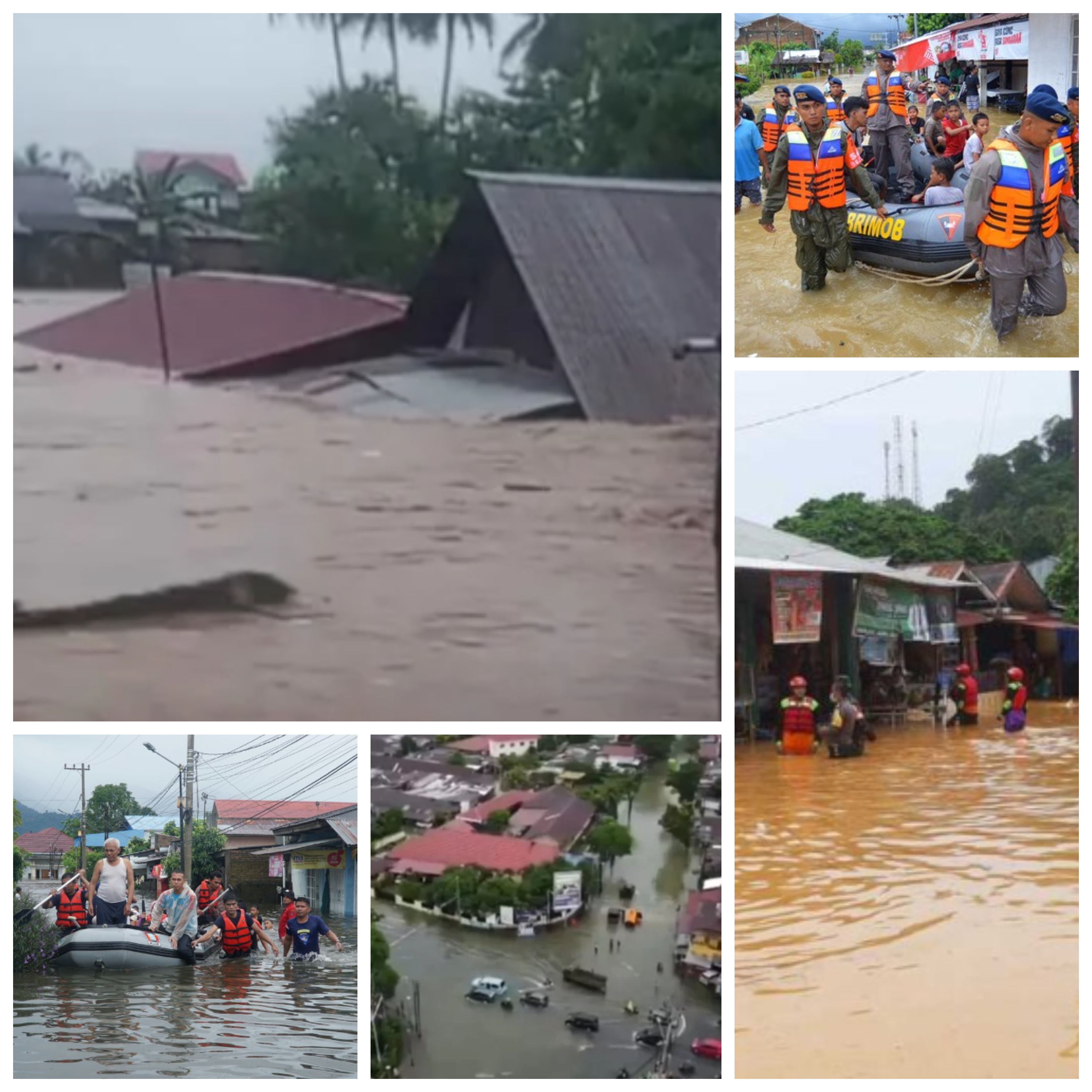 Evakuasi korban banjir di Padang.