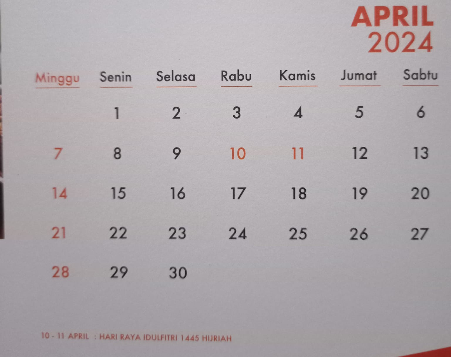 Ilustrasi kalender masehi 2024 bulan April. (Edy Pramana/JawaPos.com)