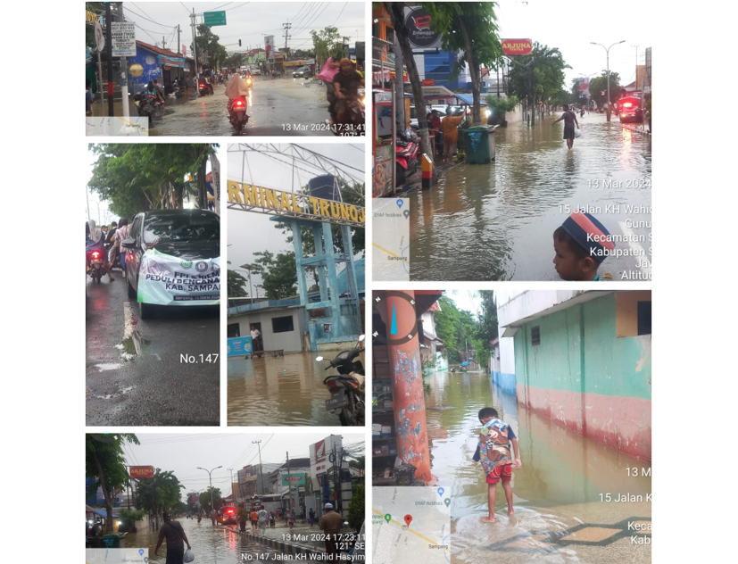 Banjir Merambah Sampang, Empat Kecamatan Terendam. (Kolase RadarBangkalan.id)