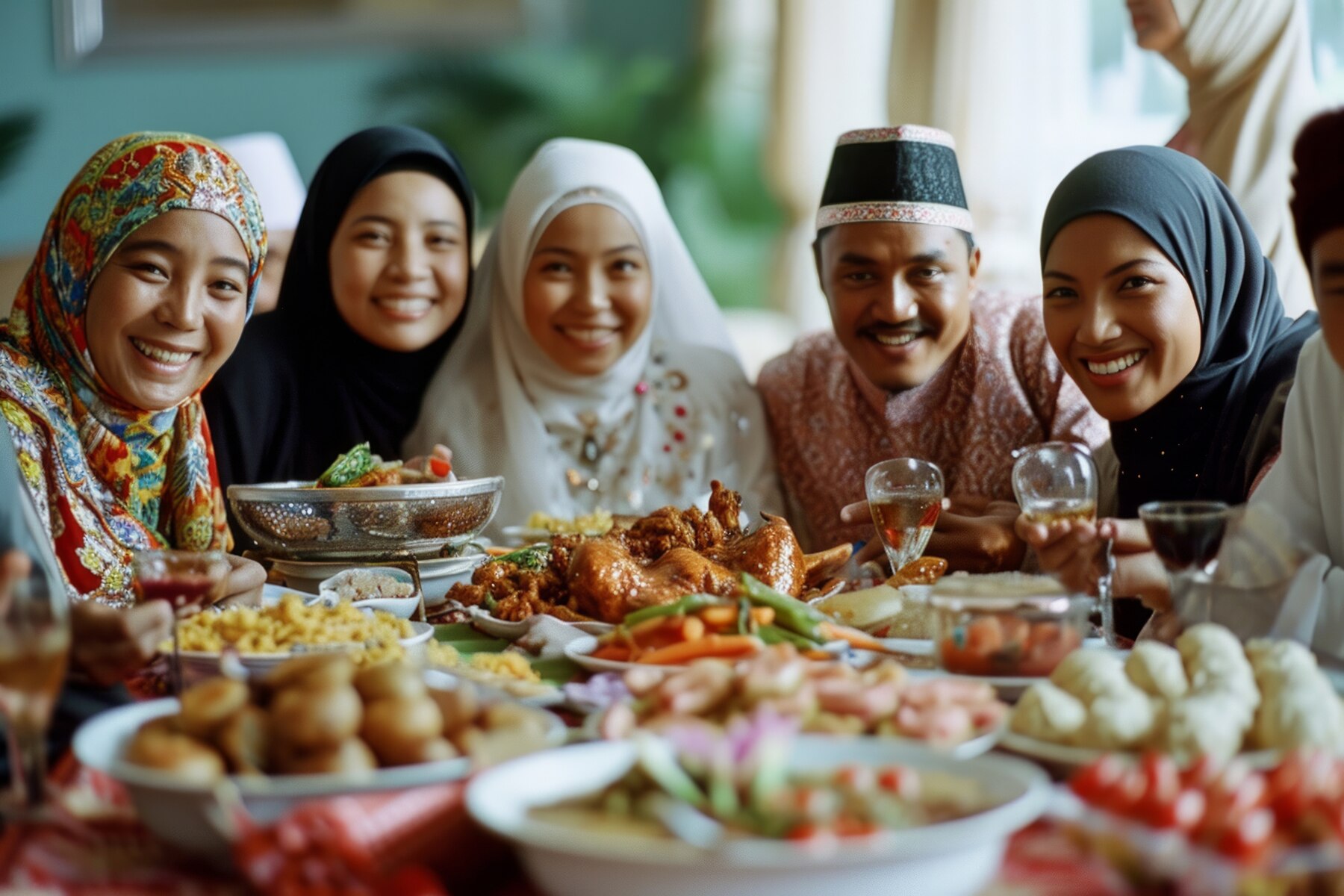 Ilustrasi keluarga muslim yang sedang berkumpul di meja makan./Sumber Foto: (Freepik)