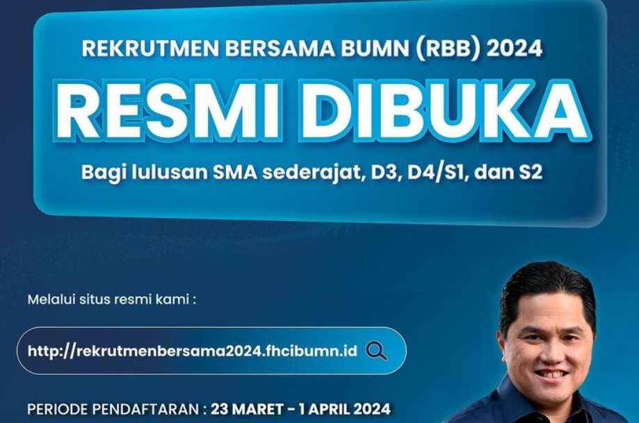 Forum Human Capital Indonesia Kementerian Badan Usaha Milik Negara (FHCI BUMN) resmi membuka Rekrutmen Bersama BUMN 2024 pada hari ini, Sabtu (23/3/2024).(Dok. FHCI BUMN)