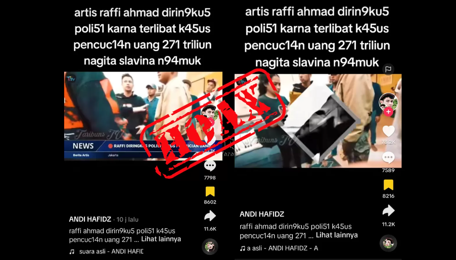 Video Raffi Ahmad ditangkap polisi karena kasus pencucian uang hoax. (Foto: Tiktok)