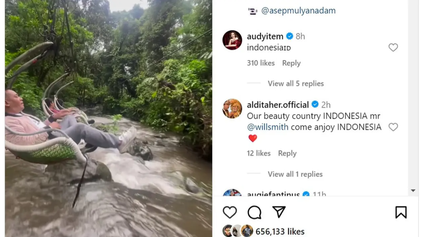 Will Smith saat mengunggah satu tempat wisata yang terletak di Sukabumi. (Instagram @willsmith)