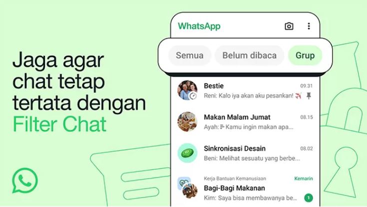 Ilustrasi: Fitur filter chat di WhatsApp. (Istimewa)