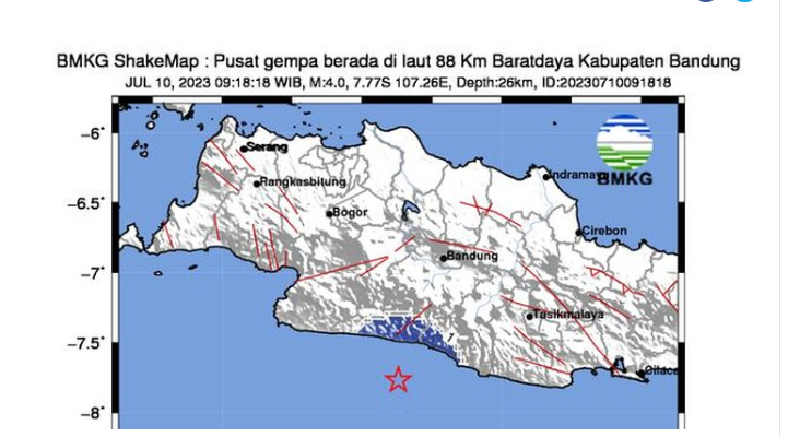 Foto Gempa 5.0 M guncak Kabupaten Bandnung (Dok. TwitterBMKG)