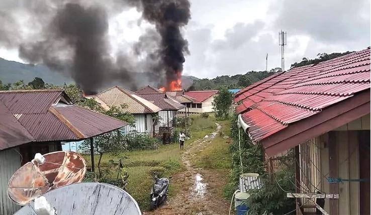 Ilustrasi penyerangan permukiman warga oleh KKB (Humas Polda Papua)