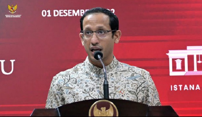 Mendikbudristek Nadiem Makarim mengumumkan pembatalan kenaikan UKT pada tahun ini selepas bertemu Presiden di Istana Negara, Senin, 27 Mei 2024-Sekretariat Presiden -