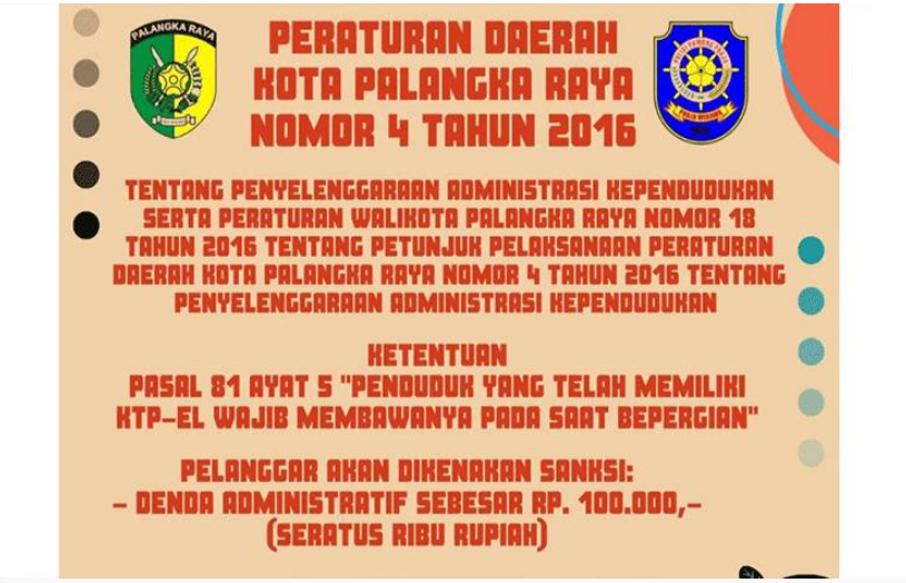 Informasi dan Edukasi Satpol PP Palangka Raya tentang kewajiban membawa KTP-El. (FOTO HUMAS)
