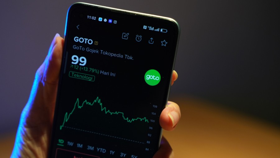 Ilustrasi saham GoTo Gojek Tokopedia. (Dok: Bloomberg)