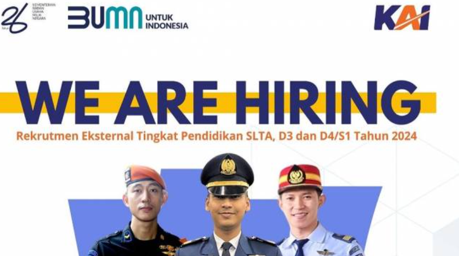 Lowongan kerja KAI 2024. Rekrutmen KAI dibuka pada 23-25 Juni 2024 (Sumber kai.id)
