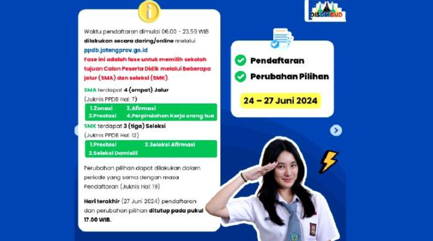Tahapan pemilihan sekolah PPDB Jateng 2024 untuk daftar SMA dan SMK - Cara memilih sekolah PPDB Jateng 2024 untuk daftar SMA dan SMK melalui laman ppdb.jatengprov.go.id, berikut ketentuannya & cara ru