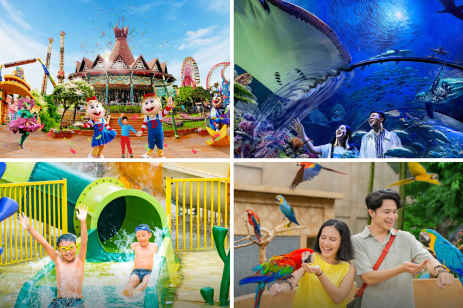 Berbagai destinasi atraksi di Taman Jaya Impian Ancol! (Gambar dari tiket.com &ndash; Dunia Fantasi, Sea World, Atlantis, Jakarta Birdland)