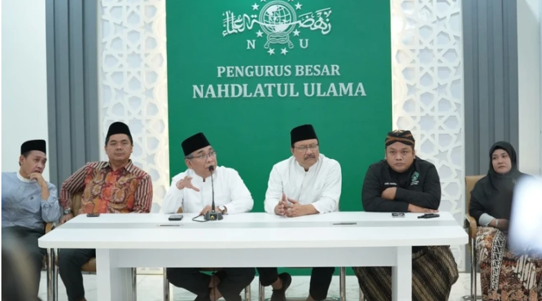 Konferensi pers PBNU, Selasa (16/7/2024) di kantor PBNU Jakarta, menyikapi 5 nahdliyin ke Israel. (Foto: NU Online/Suwitno)
