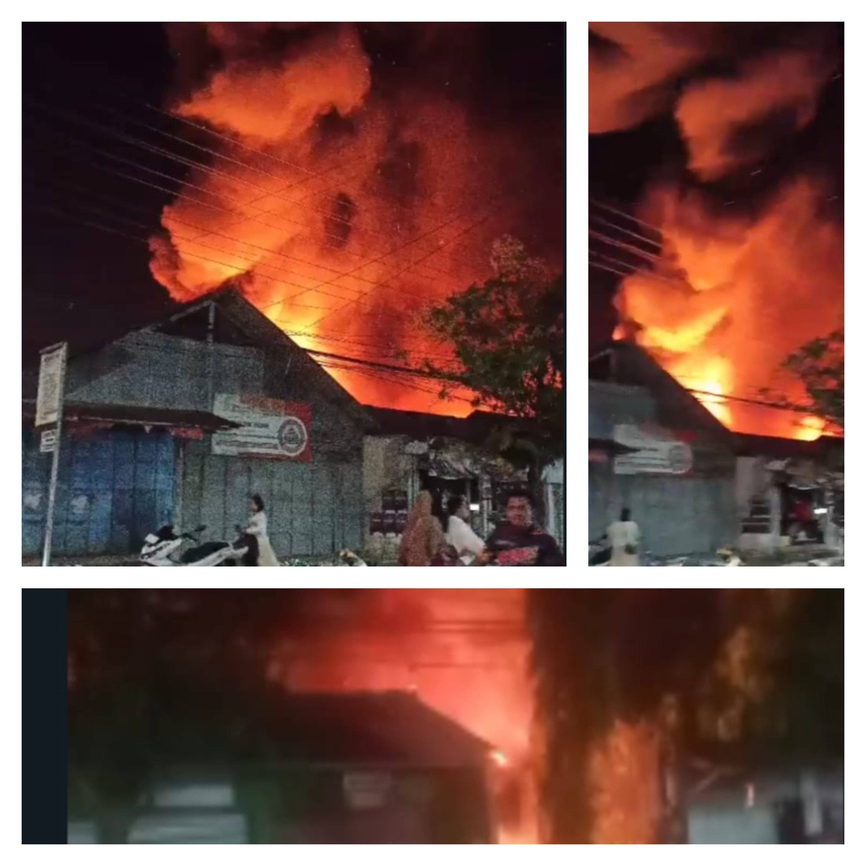 Kebakaran Hebat Melanda Sampang, Madura, Sejumlah Toko dan Rumah Warga Terbakar. (Kolase RadarBangkalan.id)