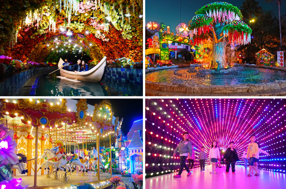 Jelajahi taman yang penuh gemerlap menakjubkan dari lampion dan LED saat malam hari! (Gambar dari www.tiket.comto-domalang-night-paradise)