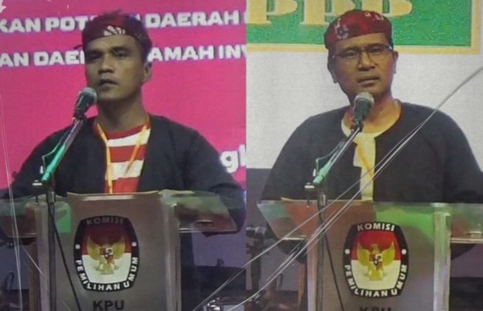 Kolase foto calon bupati Bangkalan nomor urut 1 Lukman Hakim (kiri) dan calon bupati Bangkalan nomor urut 2 Mathur Husyairi (kanan). (tim paslon for radarbangkalan.id)