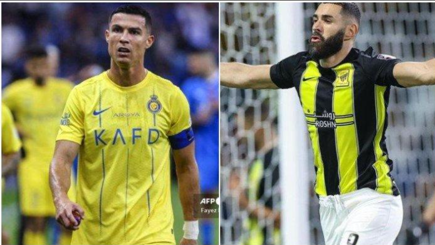 Kolase Foto Cristiano Ronaldo dan Karim Benzema, dulu jadi andalan Real Madrid kini keduanya bertarung untuk membela Al Ittihad dan Al Nassr di Liga Arab Saudi 20232024.