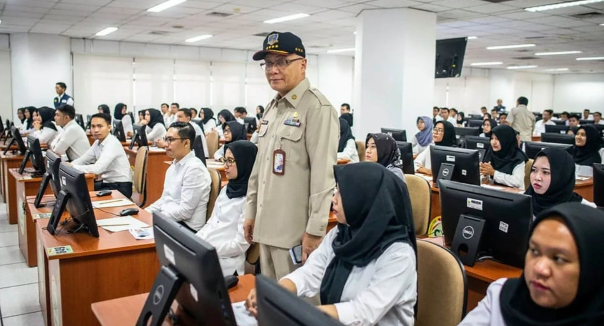 Seleksi Kompetensi Dasar berbasis CAT untuk SPNS di Kantor BKN Jakarta, Senin 27/1/2020. ANTARAFOTO/Aprillio Akbar