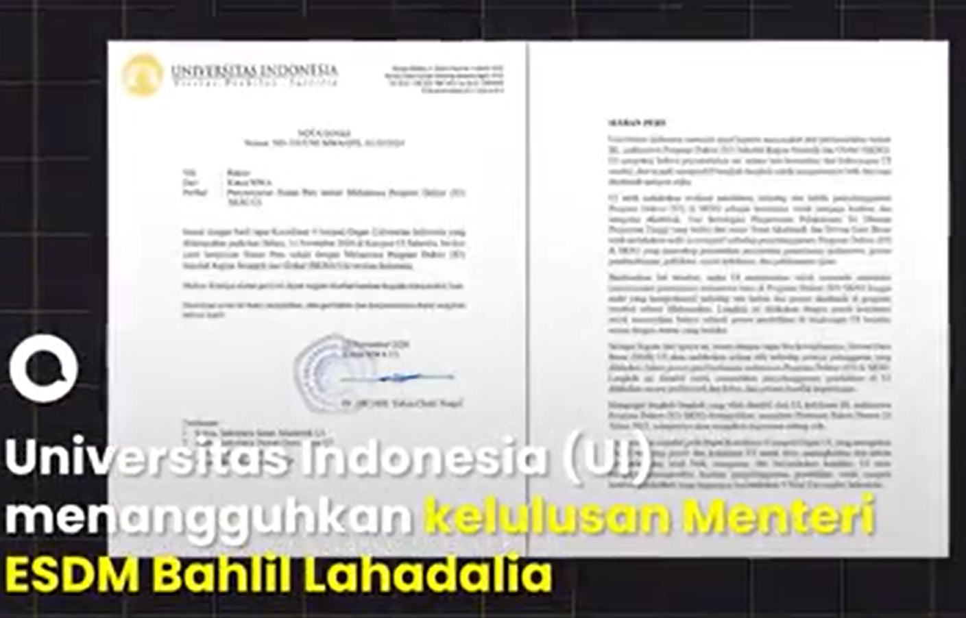 Menteri Bahlil Lahadalia Klarifikasi Soal Penangguhan Kelulusan Doktor dari UI.