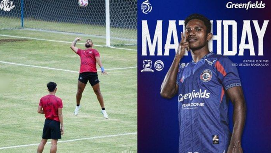 FOTO Penggawa Arema FC sedang latihan (kiri). Selain prediksi skor, TribunKaltara.com sajikan juga prediksi susunan pemain Madura United vs Arema FC di Liga 1.