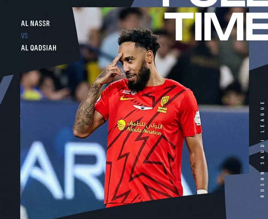 Pierre-Emerick Aubameyang menjadi bintang bagi Al Qadisiyah. (foto: Twitter Roshn Saudi League@SPL_EN)