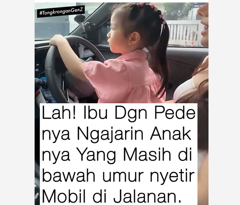 Tangkapan video viral layar emak-emak ajari anak menyetir mobil. [Instagram @folkshitt]